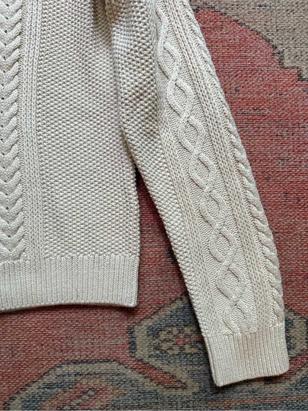 Cream Heavyweight Fisherman Cable-Knit J Crew Women's Sweater - Picture 3 of 5